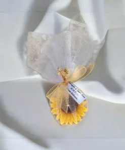 Tül ile Süslenmiş Ay Çiçeği Mum -1