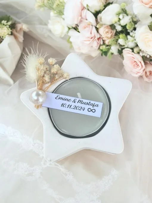 Taş Tozu Tealightli Dekoratif Hediyelik -2