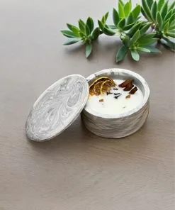 Döküm Taş Tozu Kapaklı Dekoratif Mum