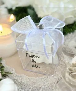 Mini Çift Mum - 1 Mika Kutu İçinde Zarif Hediyelik