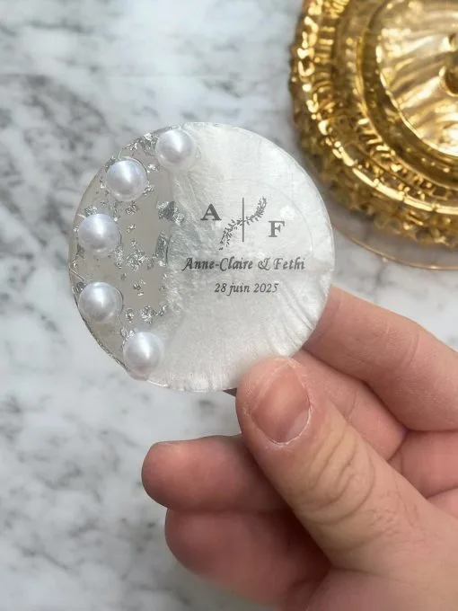 Kişiye Özel İnci ve Gümüş Varak Detaylı Epoksi Magnet - 1 - Görsel 3