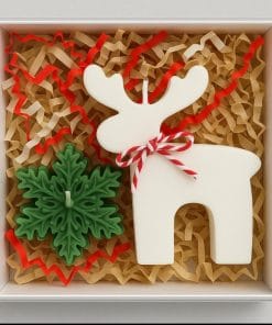 2 Adet Yılbaşı Hediyelik Geyik ve Kar Tanesi (Yeşil ve Kırmızı) Renk Seçenekleriyle