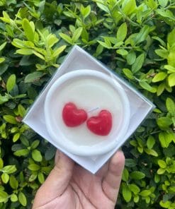 5 Adet Düz Kase Şeklinde Vanilya ve Kalpli Taş Mum Söz Nişan Düğün Hediyelik