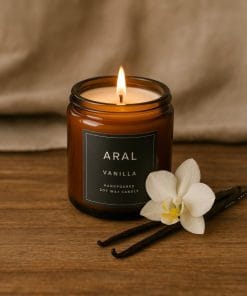 Vanilia Kokulu Tasarım Mum Amber 100 ml Cam Kavanoz