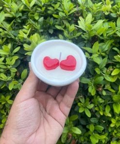 Alternative view of 5 Adet Düz Kase Şeklinde Vanilya ve Kalpli Taş Mum Söz Nişan Düğün Hediyelik