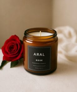 Rose Kokulu Tasarım Mum Amber 100 ml Cam Kavanoz